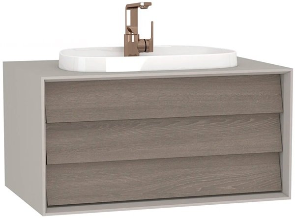 Vitra Frame 62288 Lavabo Dolabı 80 Cm,Tek Çekmeceli,Tezgahüstü Lavabolu,Mat Soft Bej.